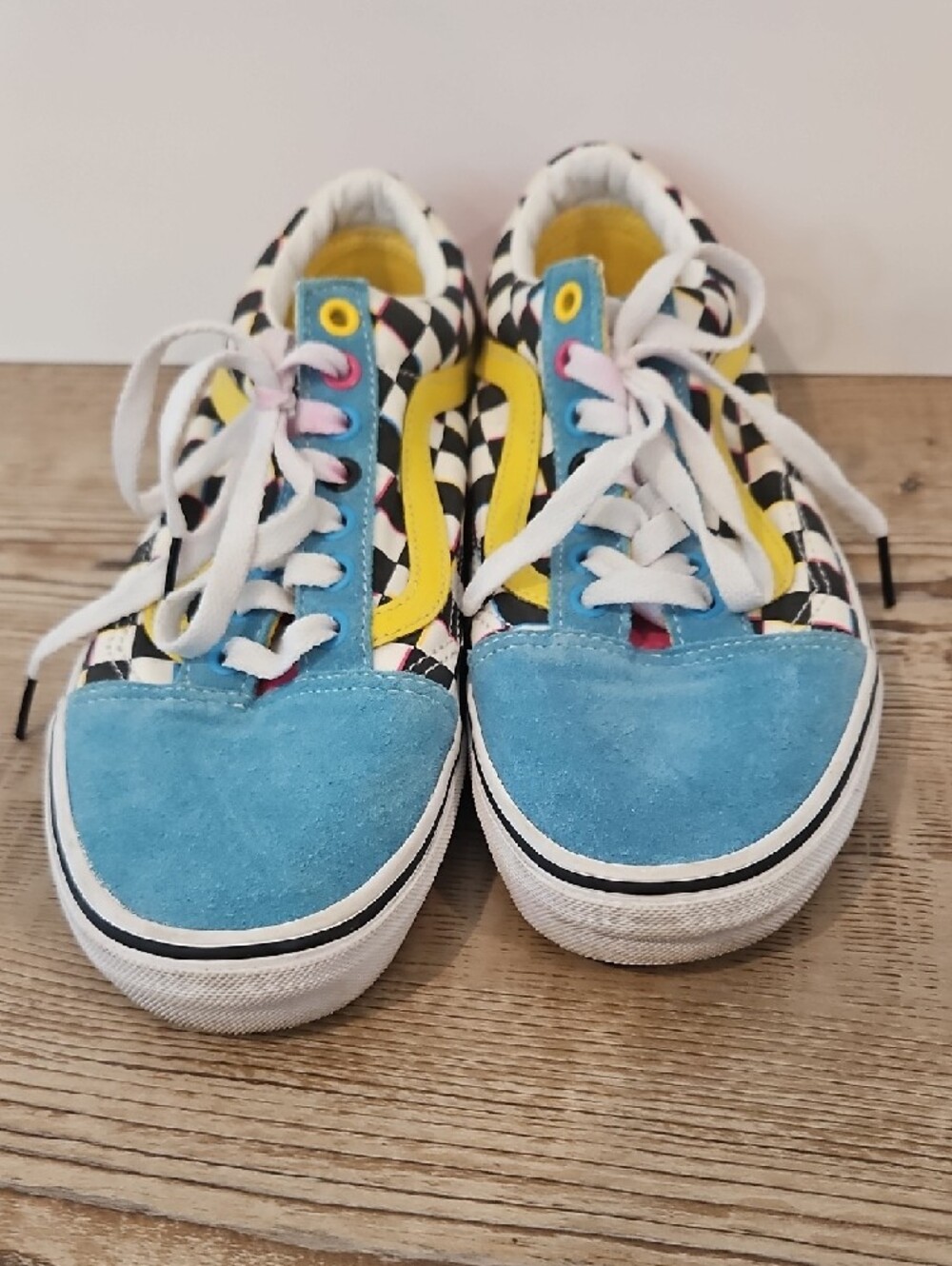 Vans Checkerboard Multi-Color Old Skool Sneakers - Blue/Yellow/Pink/Black - Picture 5 of 5